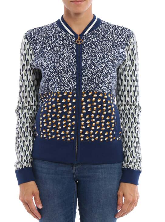 Tory Burch Jackets & Blazers - Tory Burch Leah Knitted Cotton Bomber Jacket in Navy Pattern Size Small